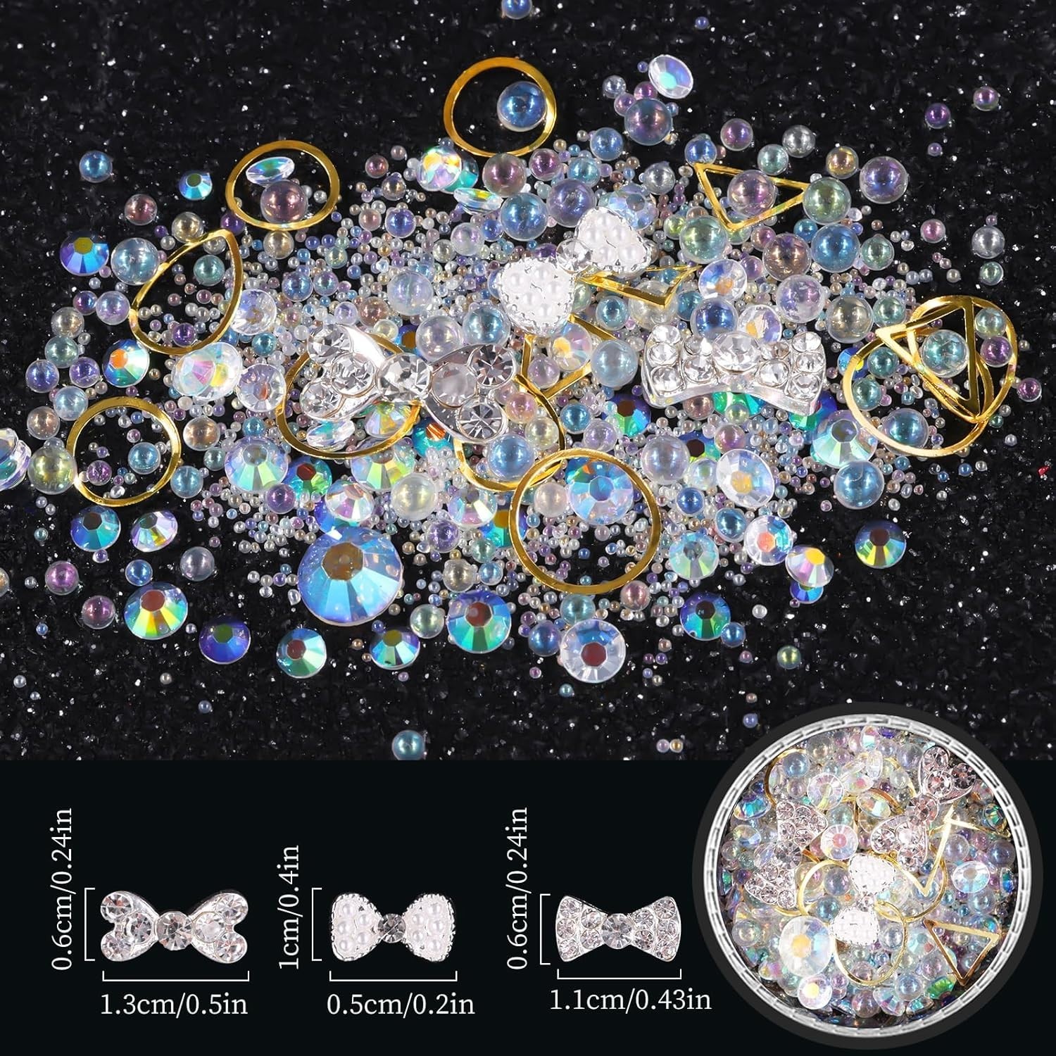 High-Quality Mixed Rhinestones Kit with Crystal Beads – 6 Designs Included