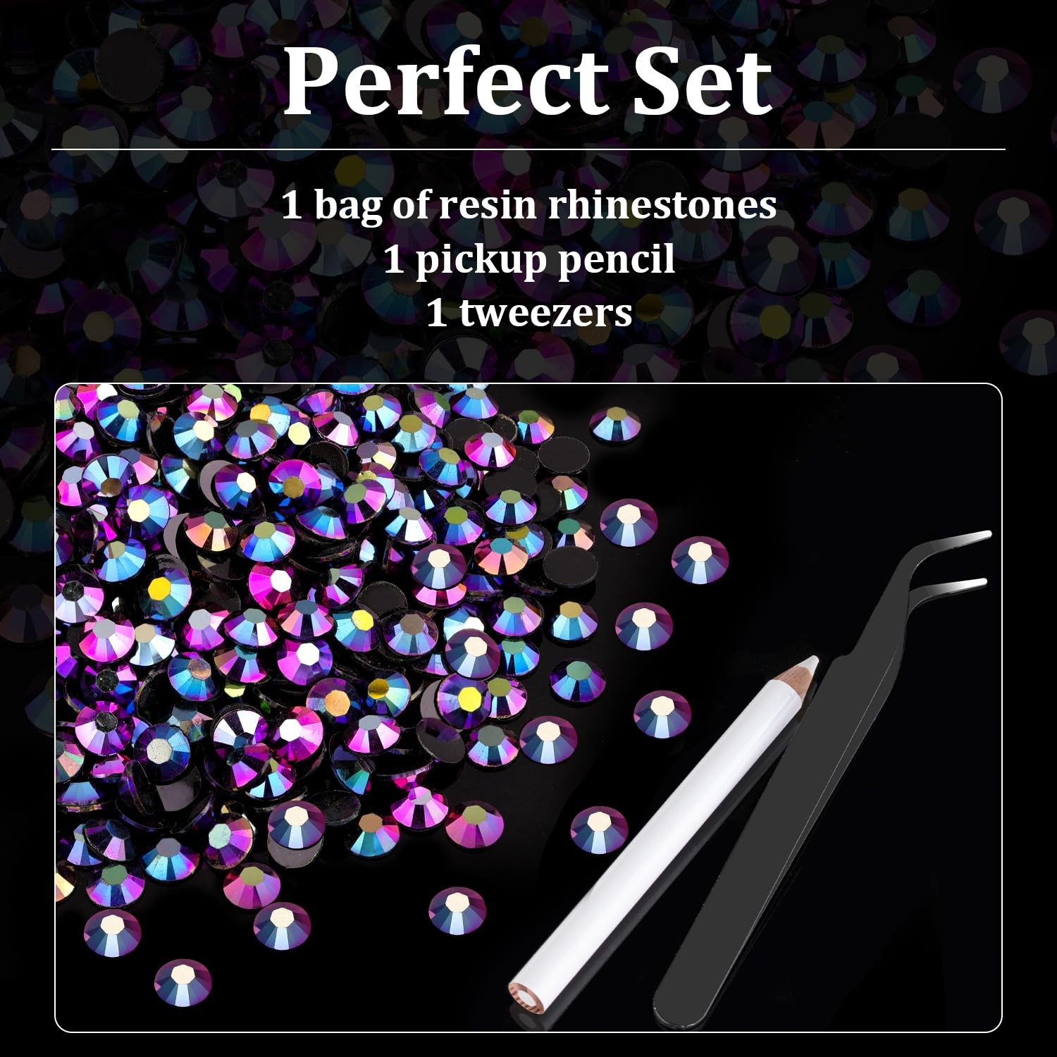 5000pcs 5mm Resin Rhinestones Bulk, Purplish Black AB Flatback Round Jelly Rh…