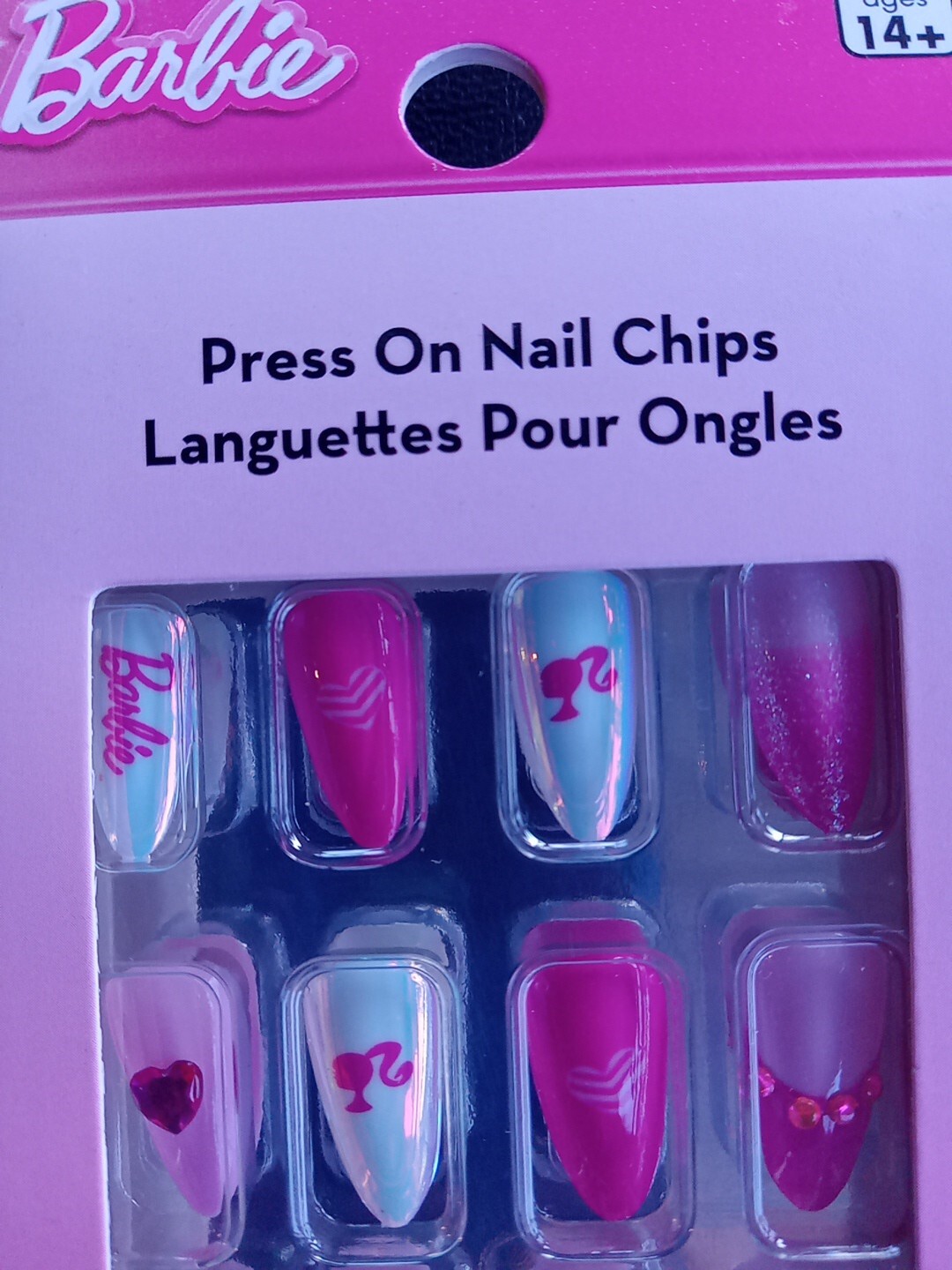 Barbie Press On Nail Chips 24 Count With 12 Sizes Ages 14+ Adults New