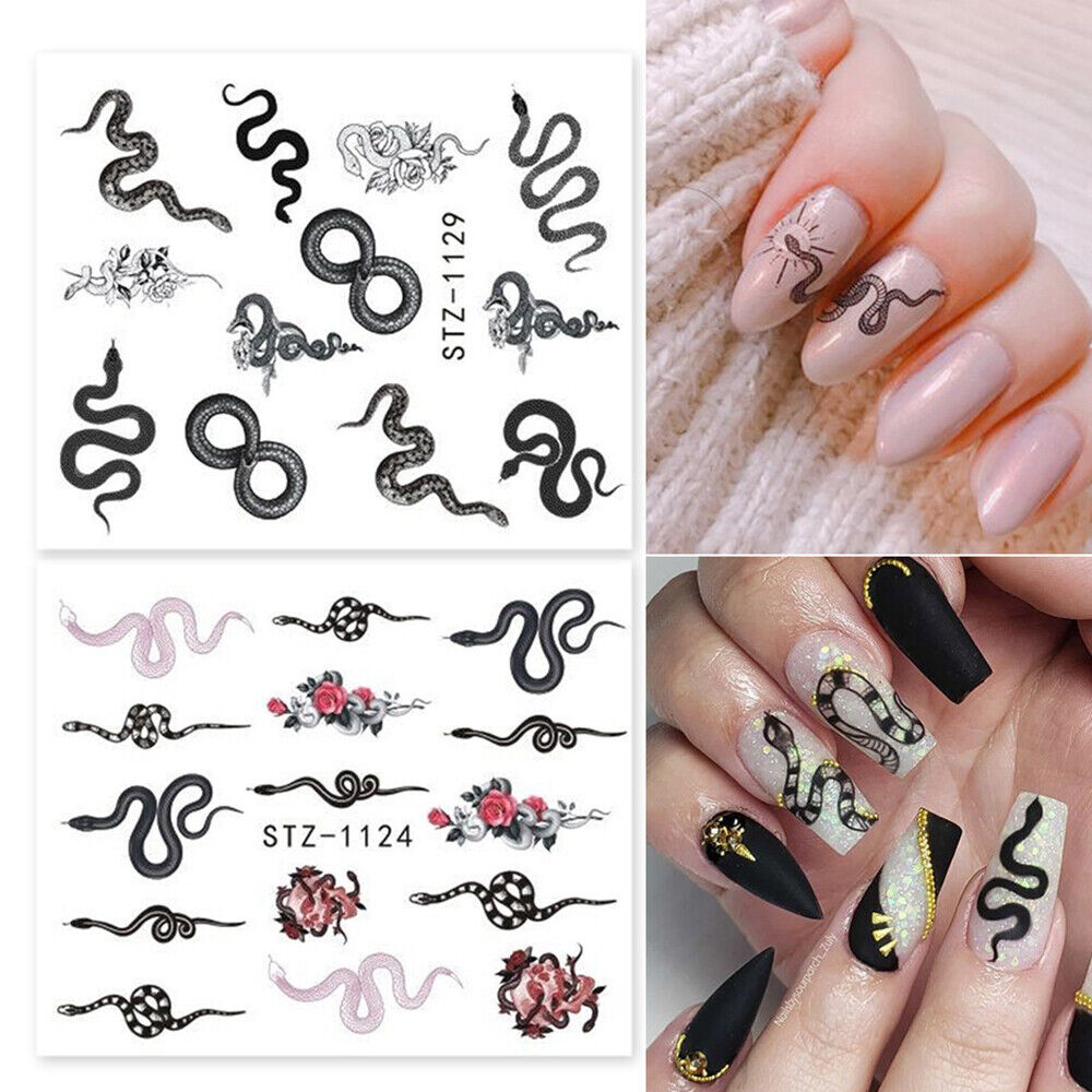 Nail Art Water Decals Transfers Dragon Mona Goth Gothic Zodiac Snakes Rose NS41