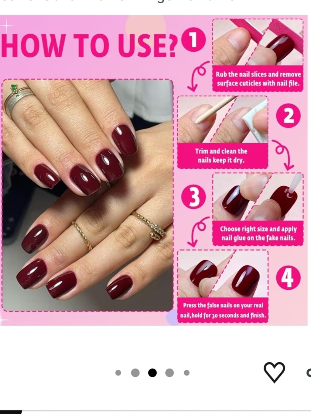Wine Red Press On Nails