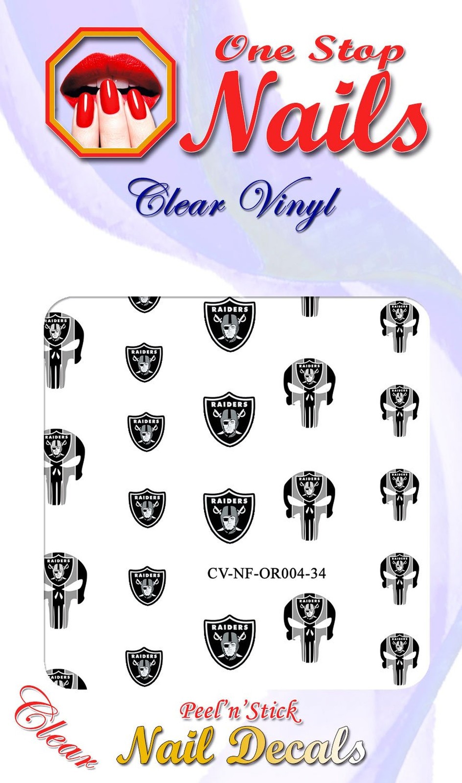 Oakland Raiders Clear Vinyl PEEL and STICK (NOT Waterslide) nail decals/stick…