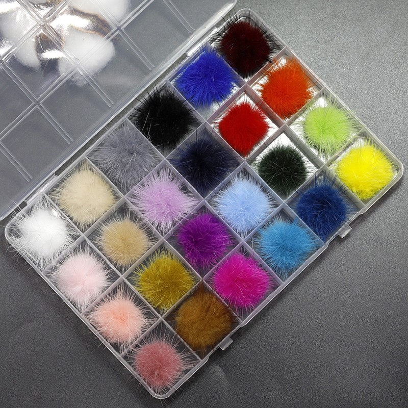 Detachable Nail Art Fluffy Pom Balls Nail Plush Faux Fur Ball with Base