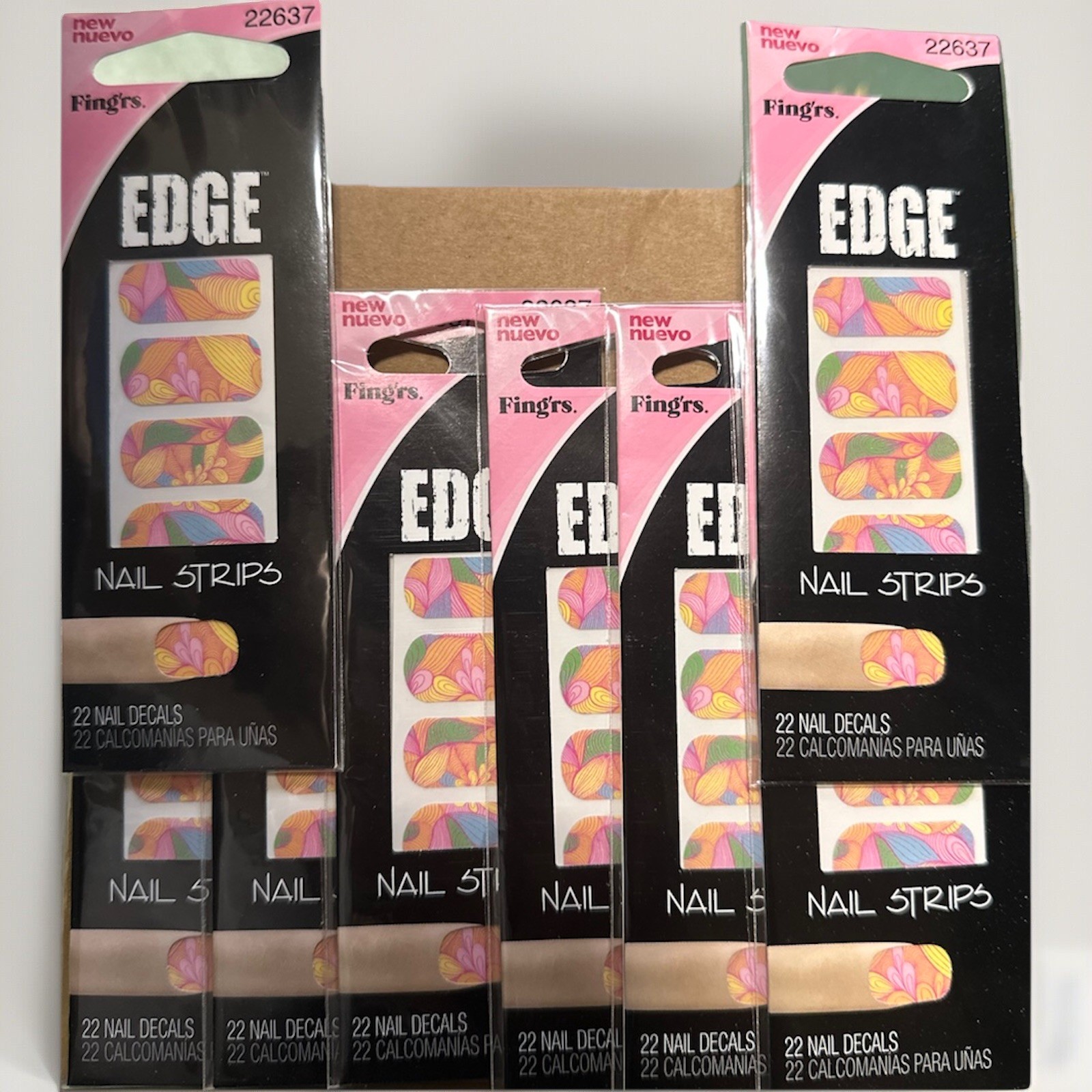 Nail Strips Wraps Decals Fing’rs 144x | Abstract Design | 22ct Each NEW
