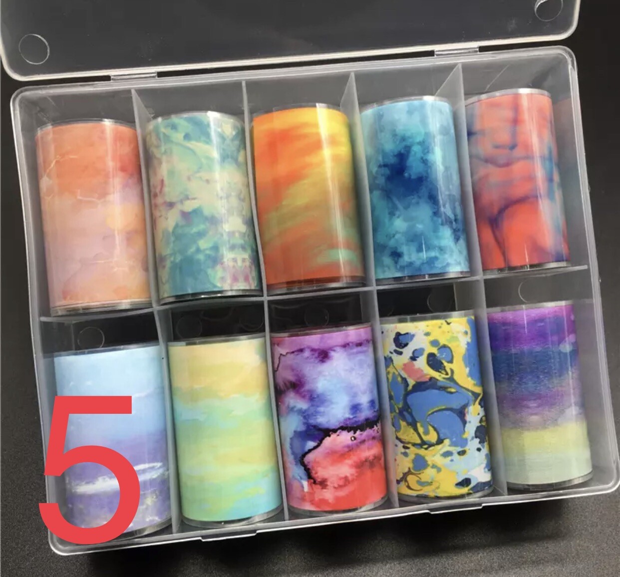 Foil Nail Art Transfer Sticker Set 10 Pieces Different Designs