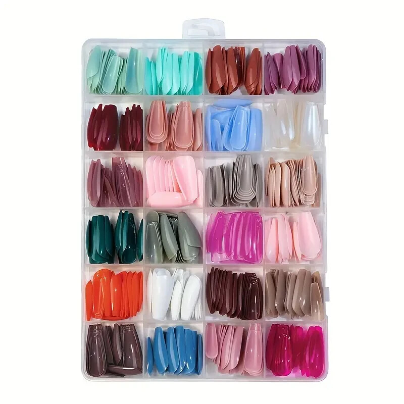 576 Multicolor Medium, Almond Shape, Press-On Nail Set, Glossy Finish