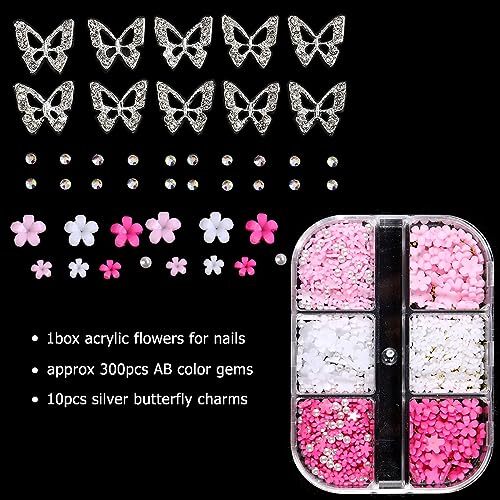 3D Flowers for Nails, 3D Flowers Nail Charms, Metal Butterfly butterfly-flowers