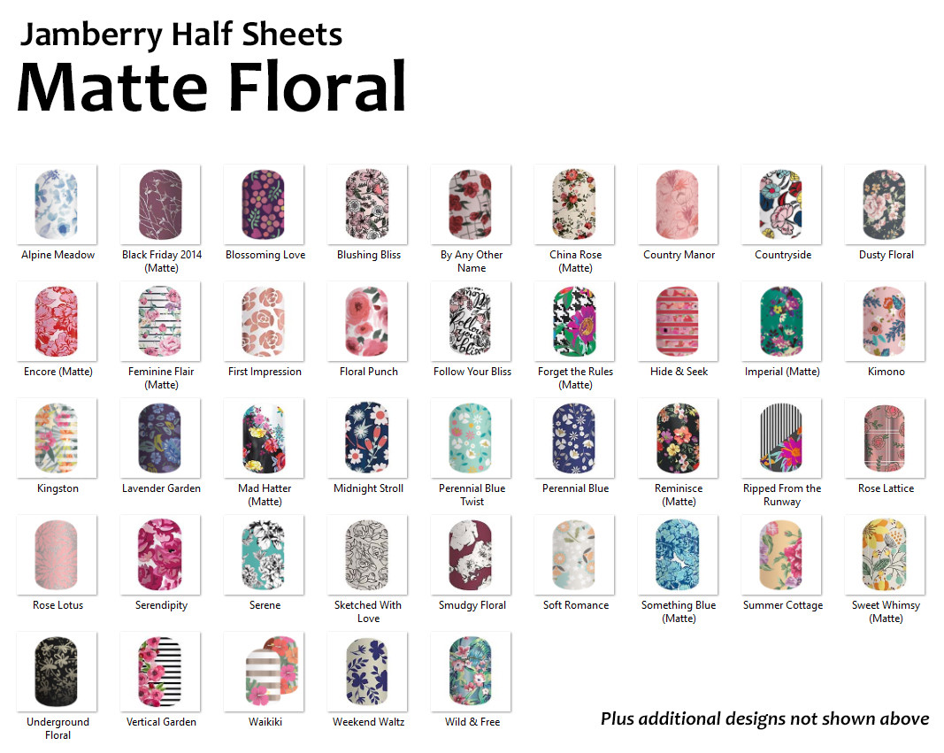Jamberry MATTE FLORAL Nail Wraps ~ HALF SHEET ~ FREE SHIPPING