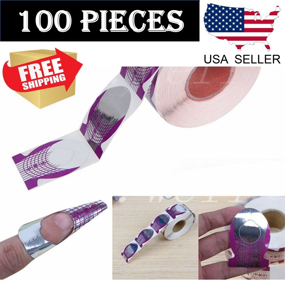100 Pcs Nail Forms Purple Guide Stickers for Acrylic UV Gel Nail Extensions