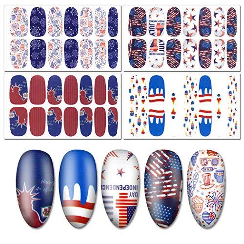 16 Pcs Independence Day Nail Strips Polish Stickers Fourth of July Self KIT6A