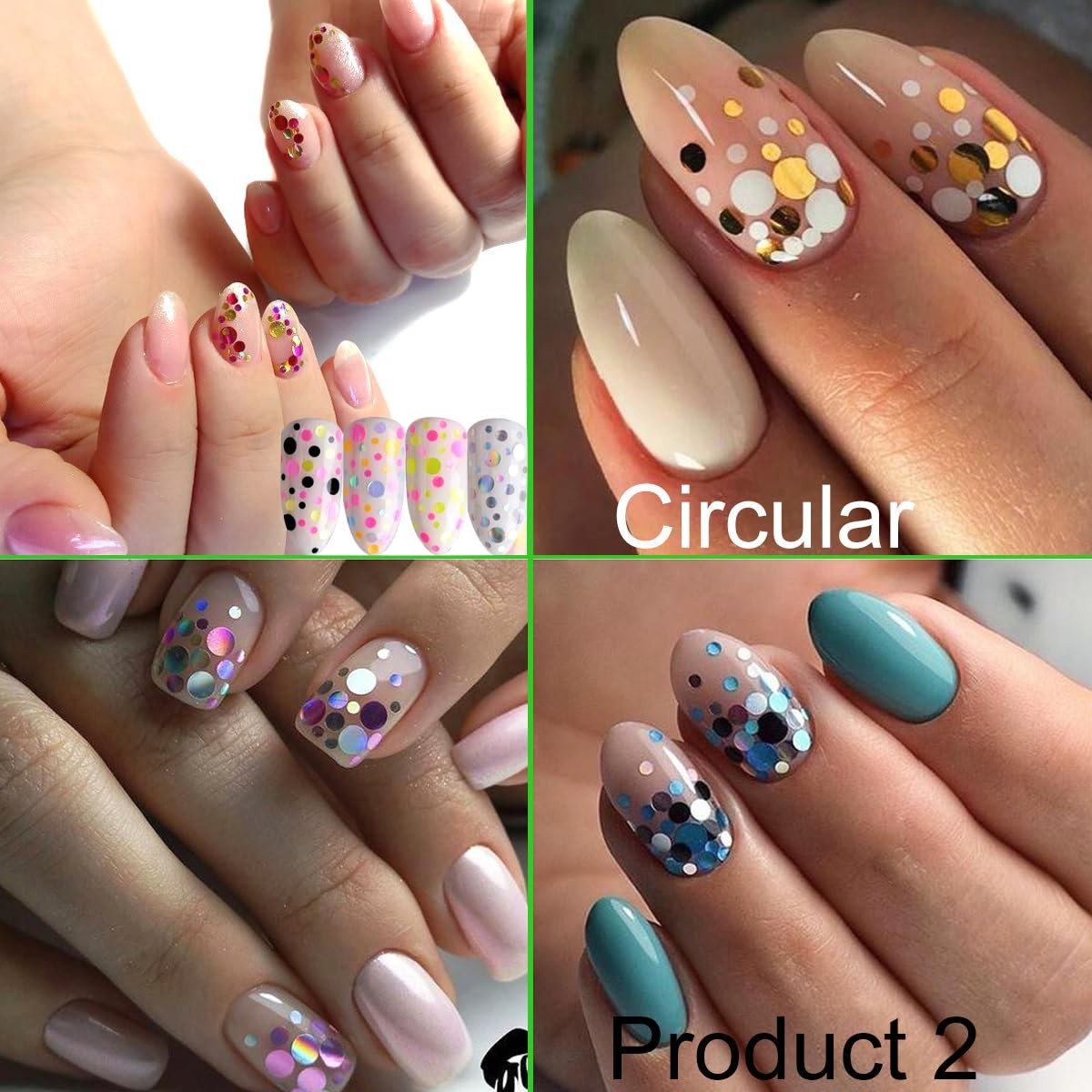 Holographic Nail Art Sequins, 3 Boxes 36 Grids