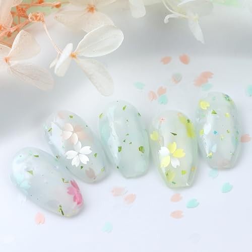 12 Colors Flowers Nail Art Glitter Sequins Cherry Blossoms Nails 12 colors