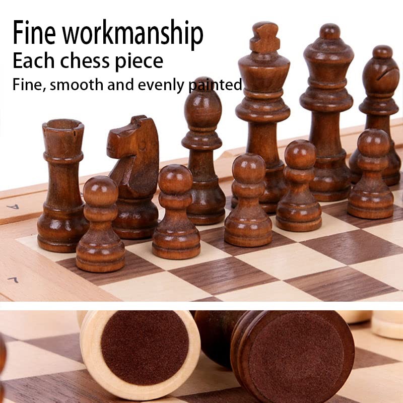 Hellpnoom Wooden Chess Pieces, Tournament Staunton 3 inches, Brown and White