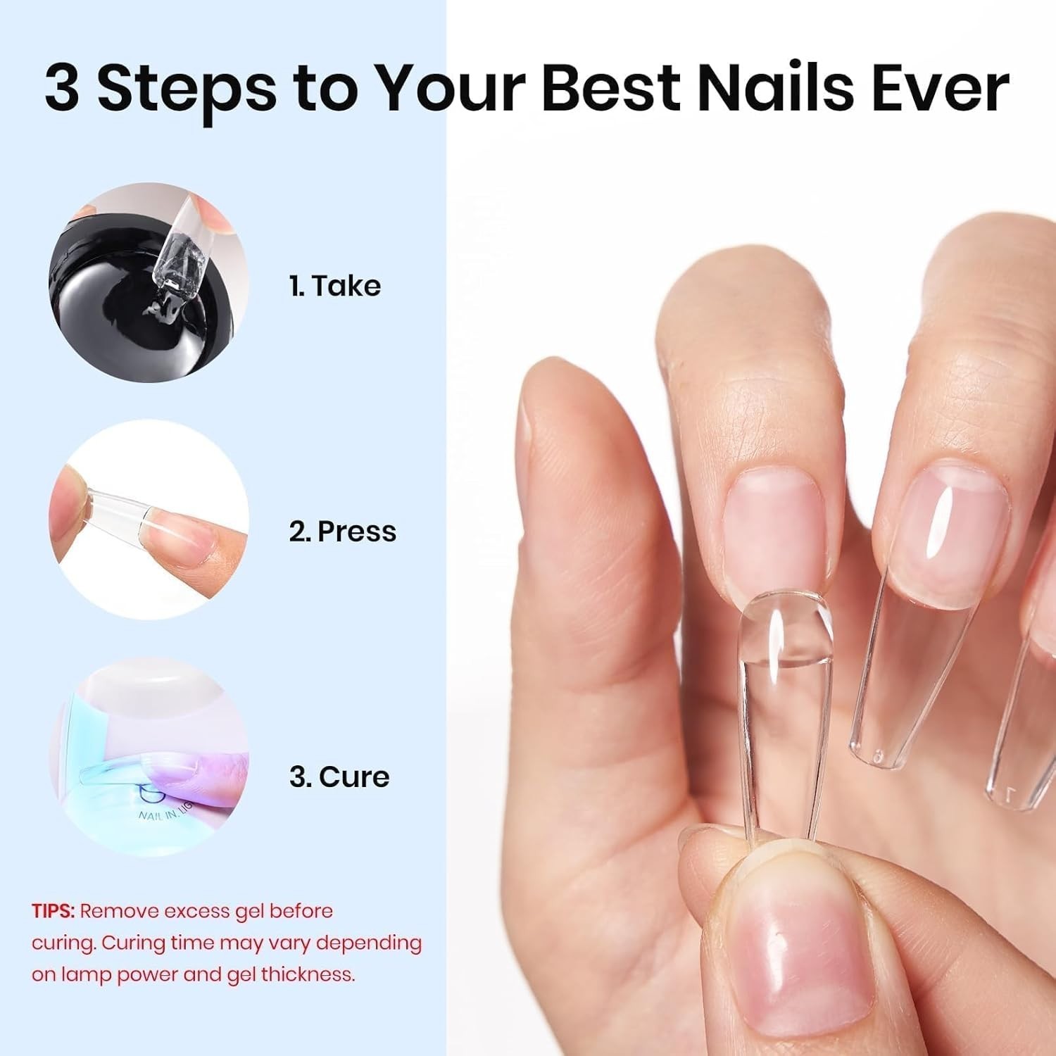Solid Nail Glue Gel for Acrylic Nails Tips, 30g False Nails Gel Glue Long-Lastin