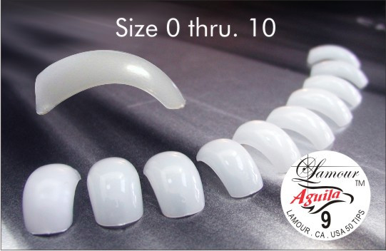 Lamour AGUILA CURVE Natural Tips – 500ct each size – (CHOOSE FROM SIZE 0-10)
