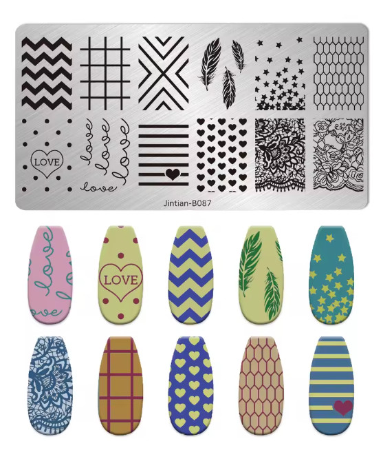Nail Stamping Plate -JinTian B087 Love Pattern Tribute – New
