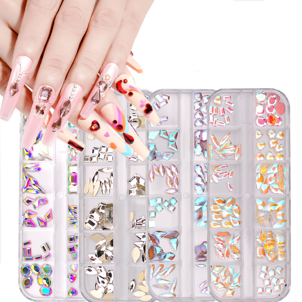 1 Box Mix SHAPE Colors Crystal Rhinestone Diamond NON hotfix Nail Art Decoration