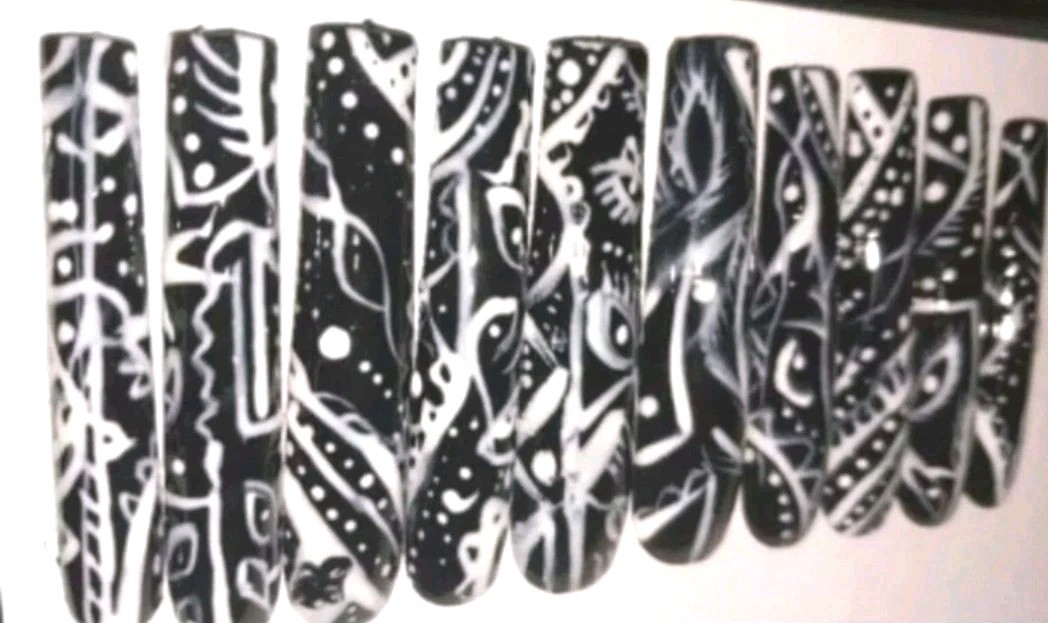 Handmade custom Black Paisley bandanna 10pc 3xl acrylic press on nails Sz Small