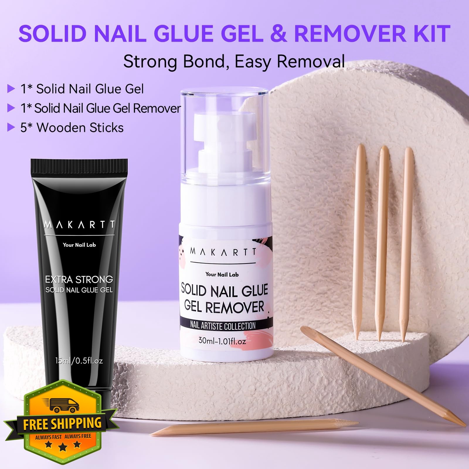 Makartt Solid Nail Glue and Remover Kit
