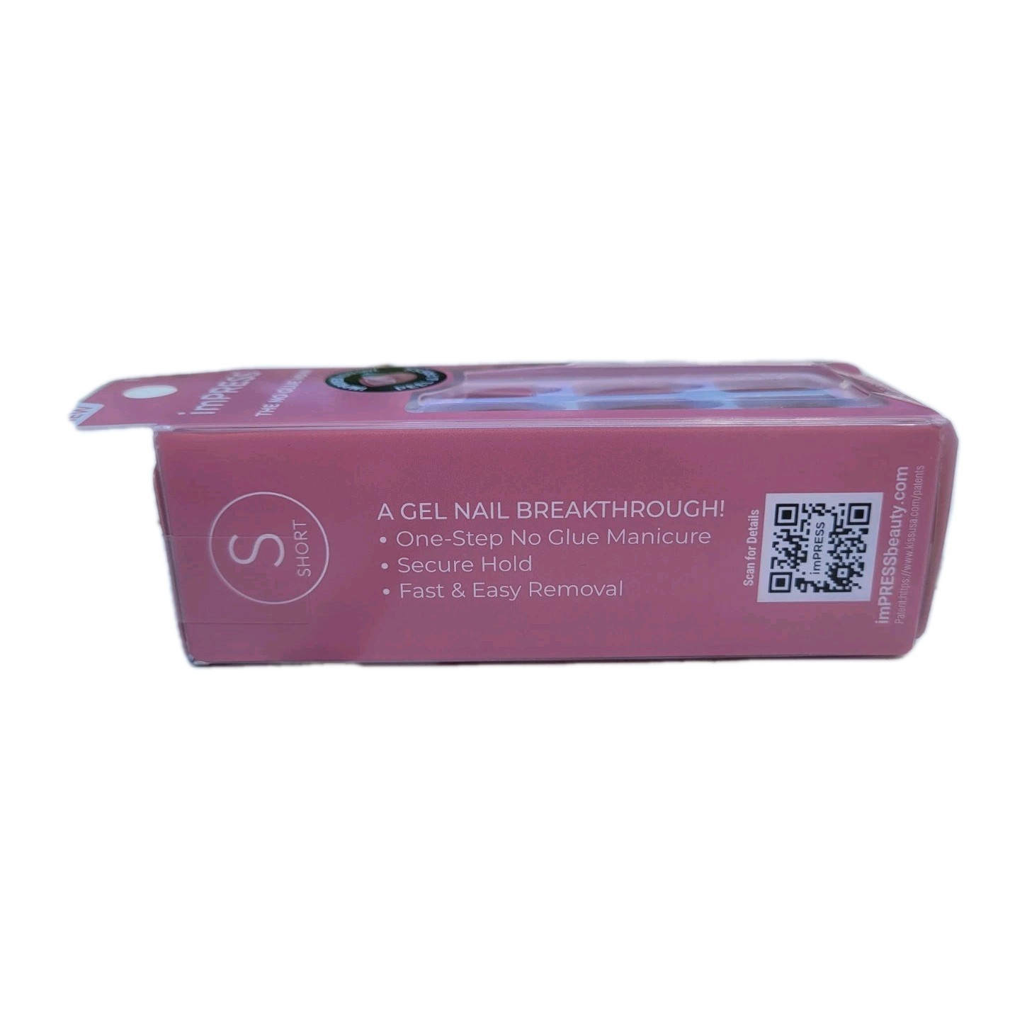 Press On Nails Shiny Glossy Pink Mauve Short Square No Glue Mani By imPRESS
