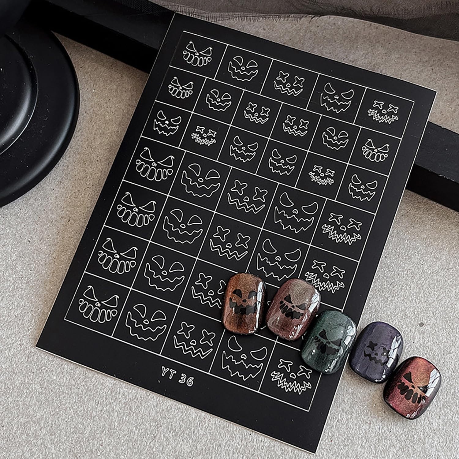 Halloween Airbrush Stencils Nail Sticker, Skull Ghost Bat Nail Art Stickers Nail