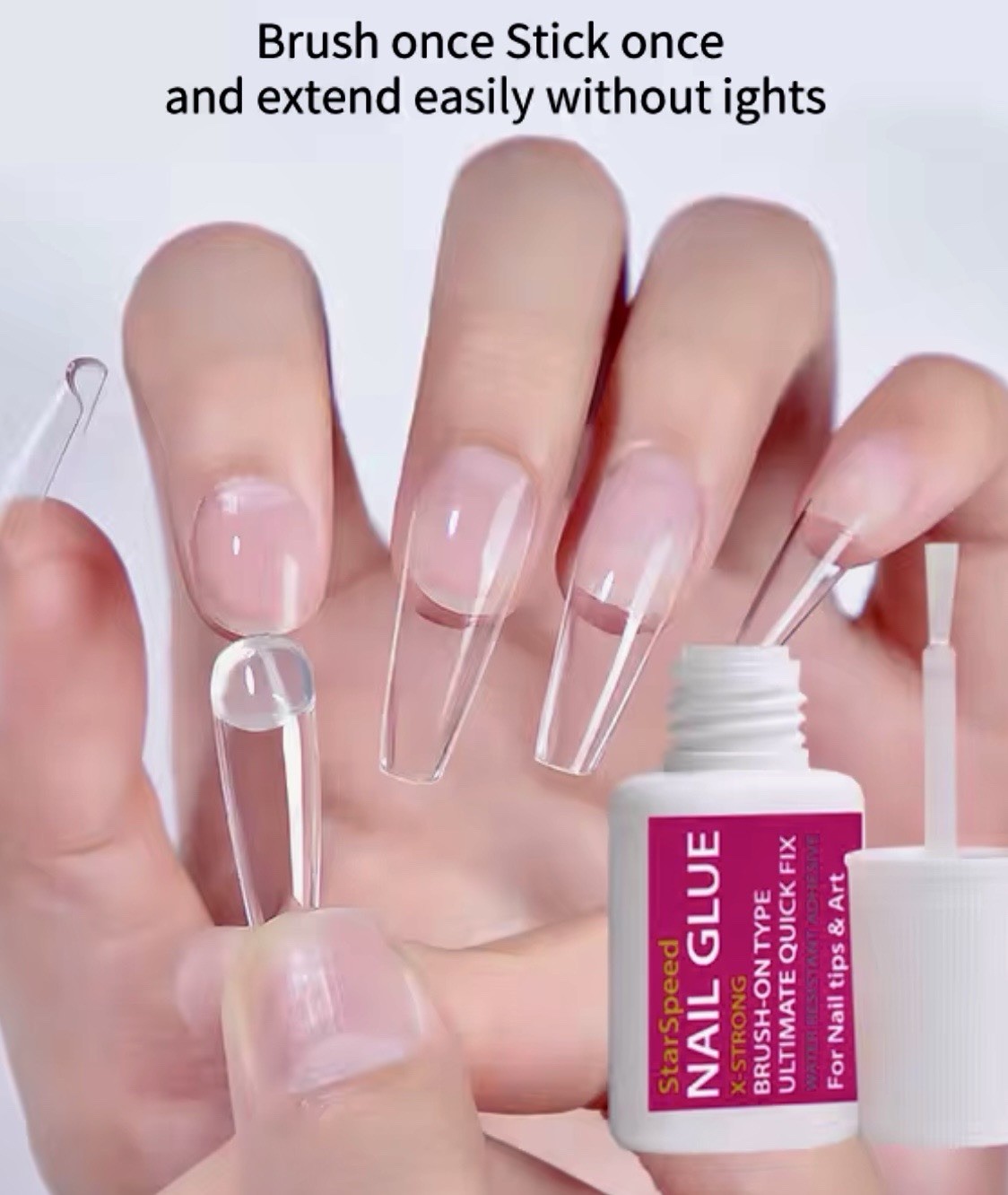 Extra-Strong Brush-On Quick-Dry Nail Glue 8ml for Nail Tips & Nail Art