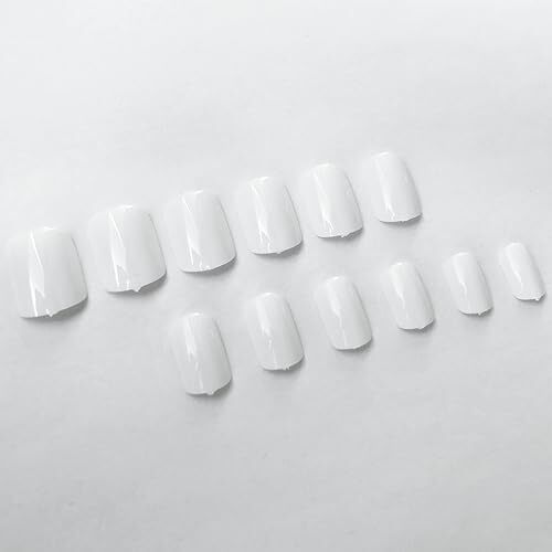 Short Press on Nails 240pc Glossy Press on Nails Short Square Round Fake White