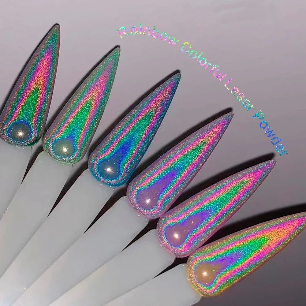 Unicorn Nail Chrome Powder Pink Rainbow Aurora Effect Nails NEW Upgraded Pigment