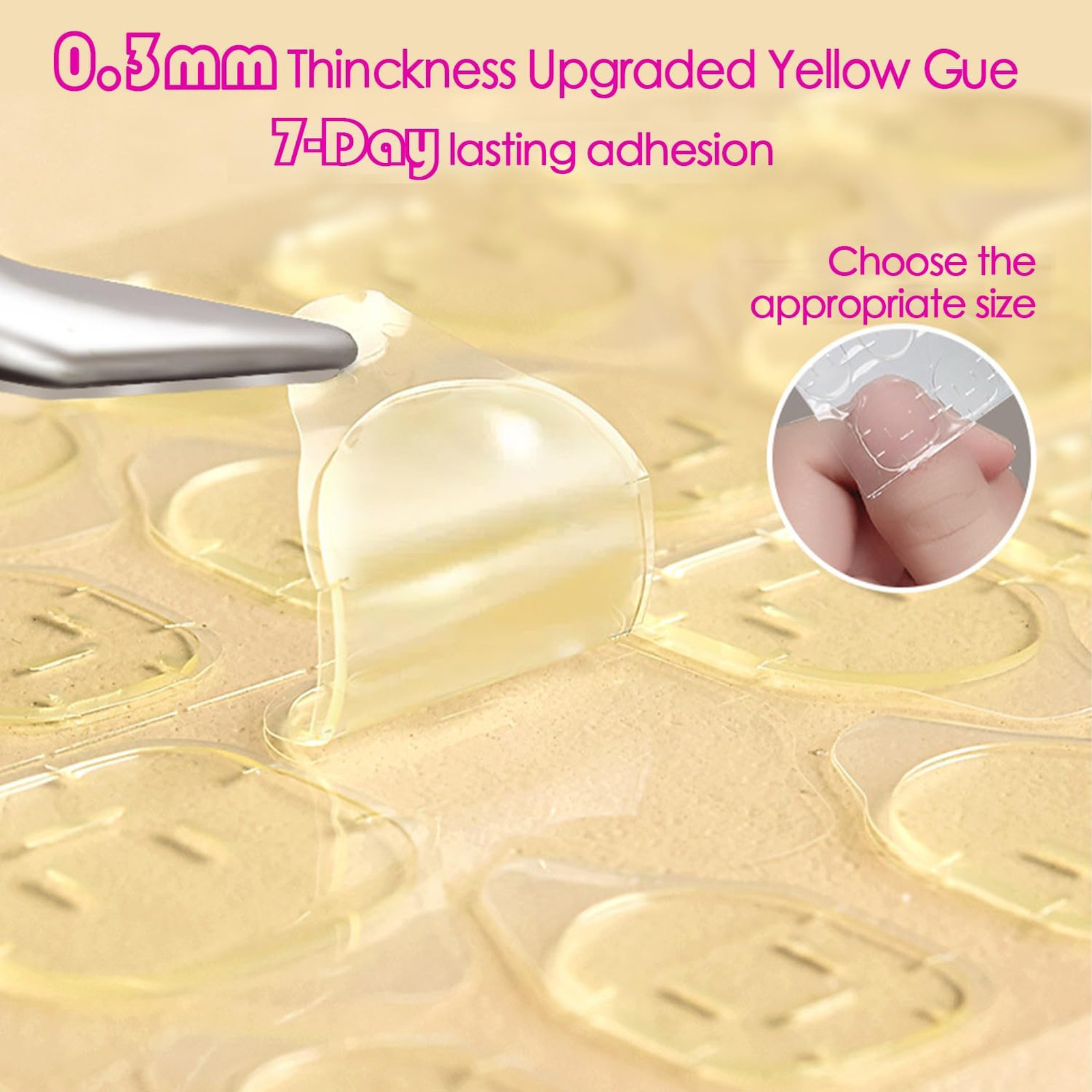 Press On Nail Adhesive Tabs, Waterproof 3mm Double Sided Stickers, 15 Sizes