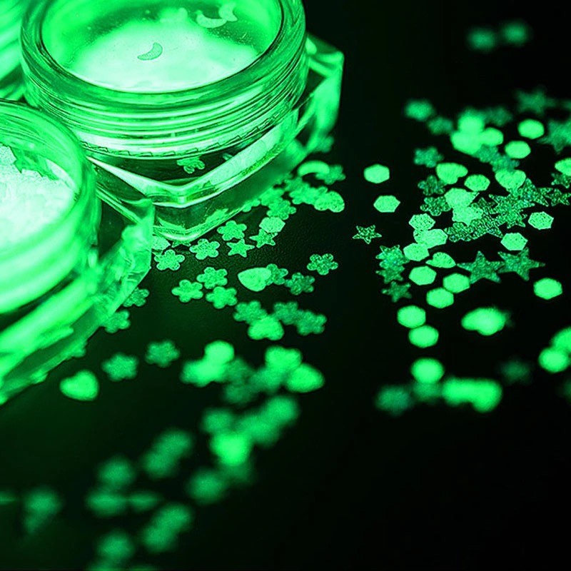 Luminous NAIL SEQUINS Glow In The Dark Paillette Fluorescent Glitter Star Round