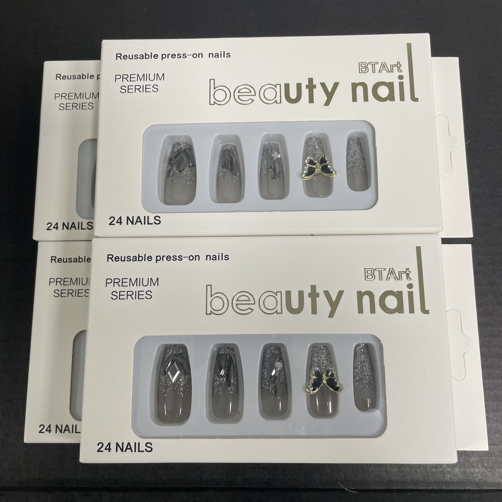 24 Pcs/set Wearable Pink Press on Fake Nails Tips with Glue False Nails Design