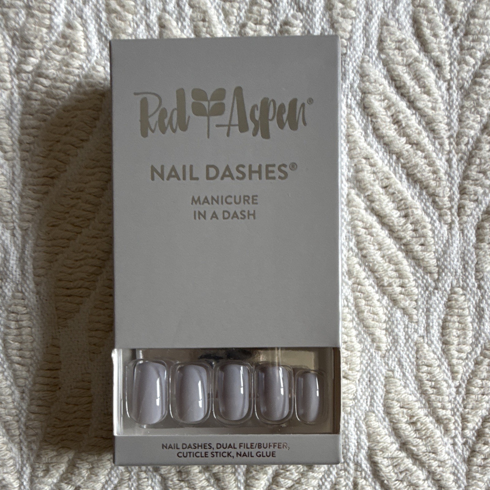 Red Aspen Nail Dashes Press-On Nails Lot of 3 Glossy Floral Glue Steel Gray