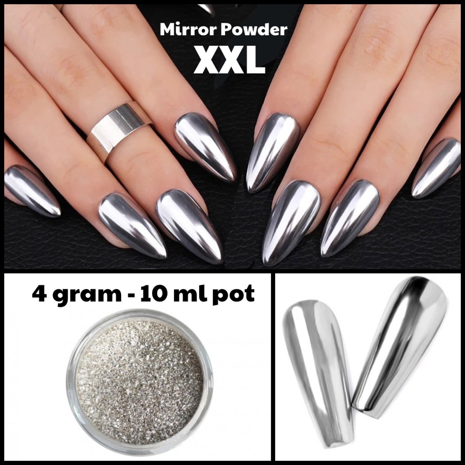 Mirror Chrome Nail Powder 10ml Pot 4g Shiny Metallic Effect DIY Wholesale Nails