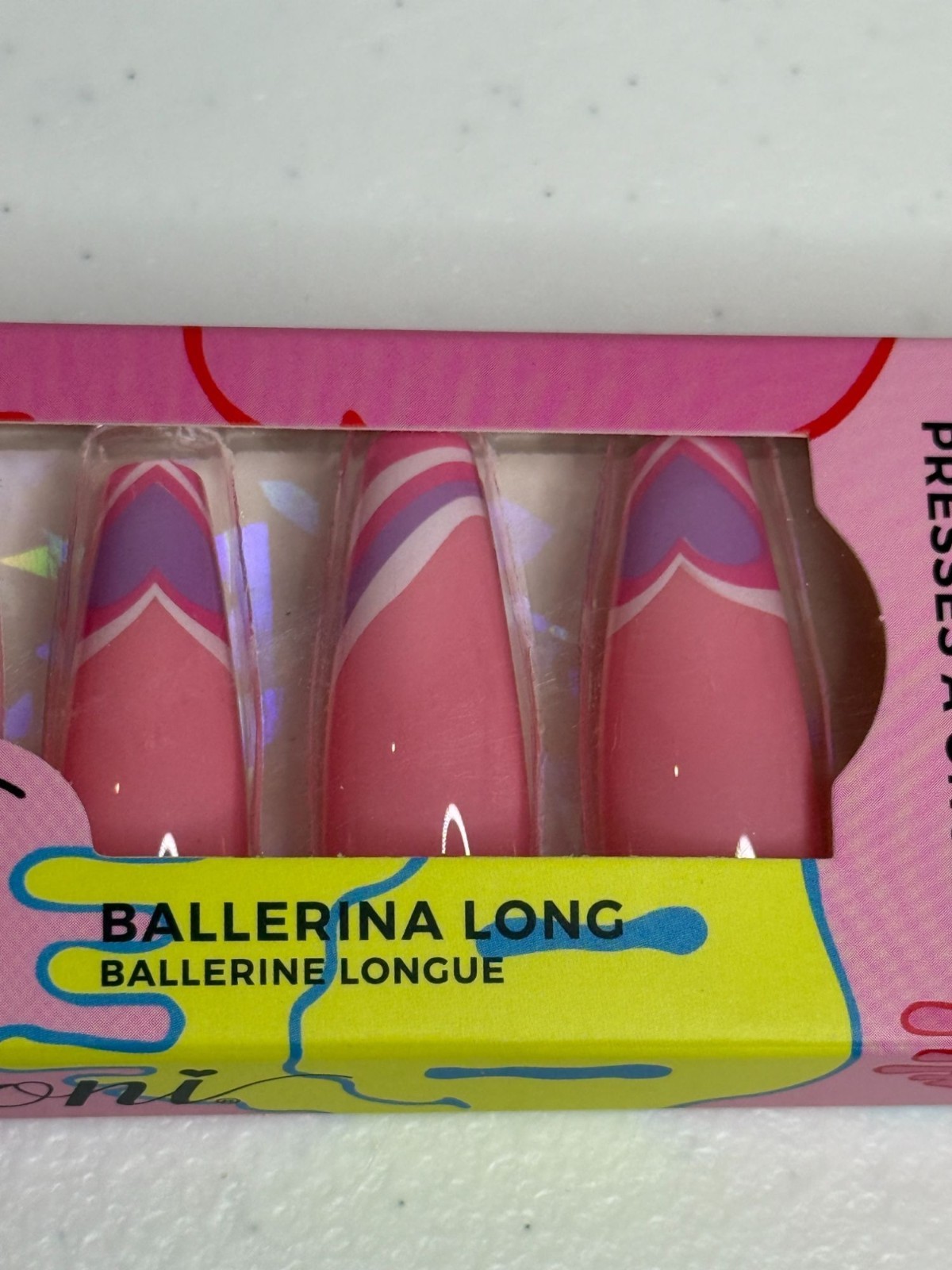 Ioni Nail Tips Melted Candies 2 Pack Press On Nails Ballerina Long New
