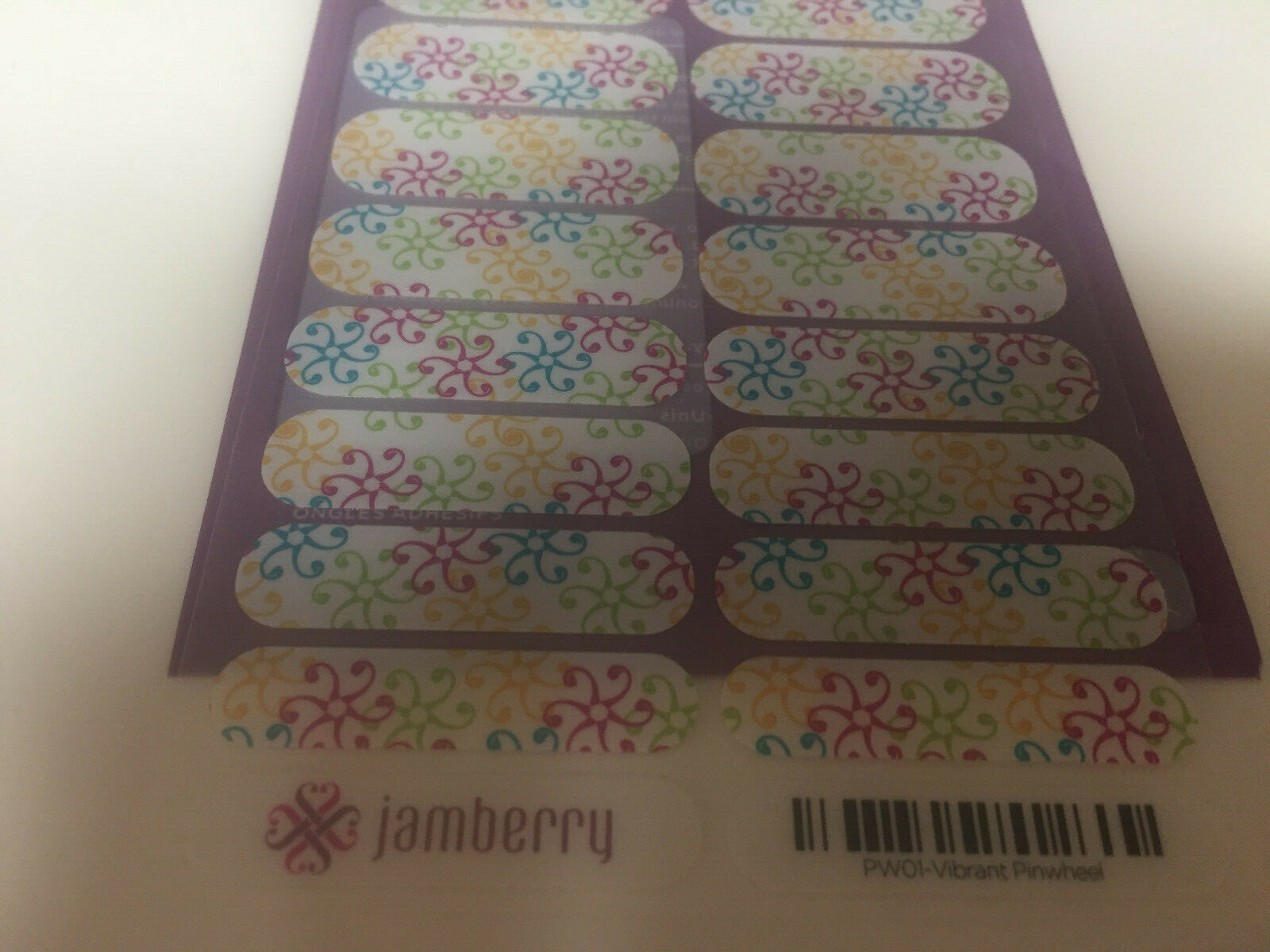 Jamberry Nail Wraps ~ Full Sheet ~ Vibrant Pinwheel ~ Retired