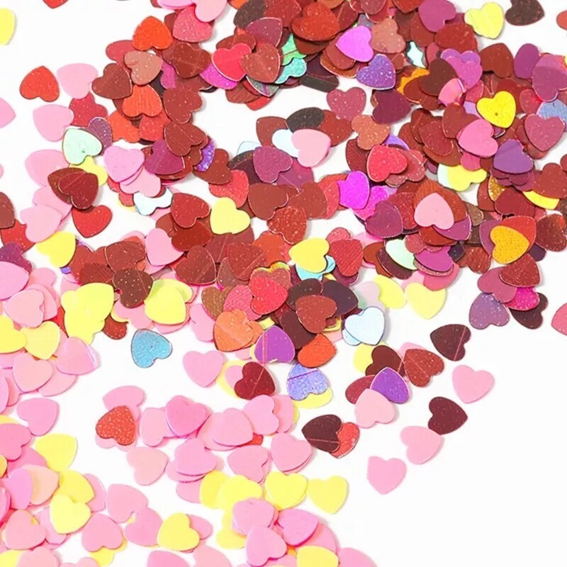 12 Grid 3D Love Heart Nail Art Glitter Holographic Laser Chunky Face Body Tattoo