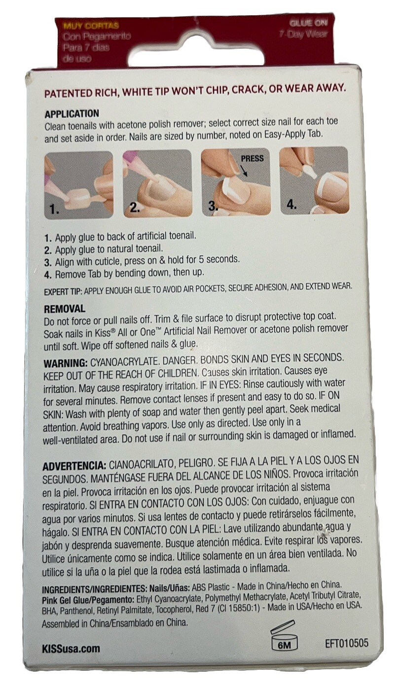 KISS Everlasting French/Natural Toe Nails #53245 (New See Description & Photos)