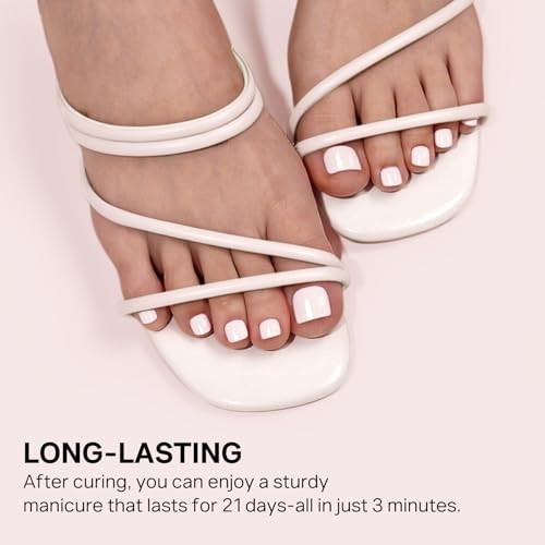 Semi Cured Gel Nail Strips, 32Pcs Toenail Stickers Wraps | Pedicure Nude