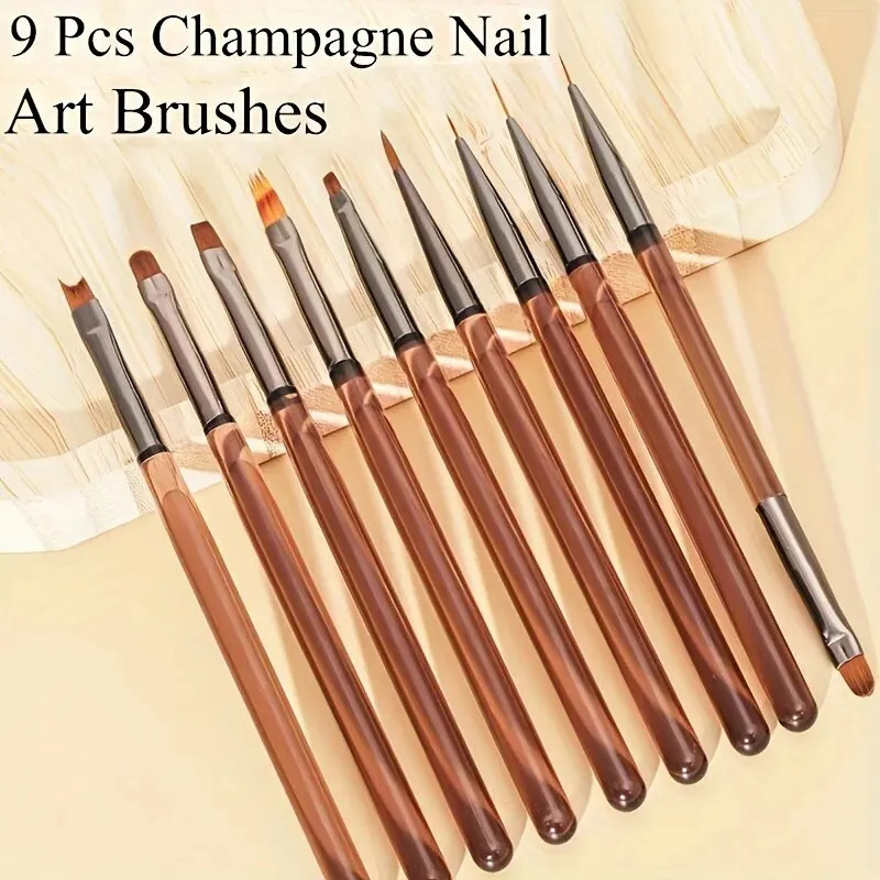 9PCS Nail Art Brushes Set for DIY Acrylic Painting & Design