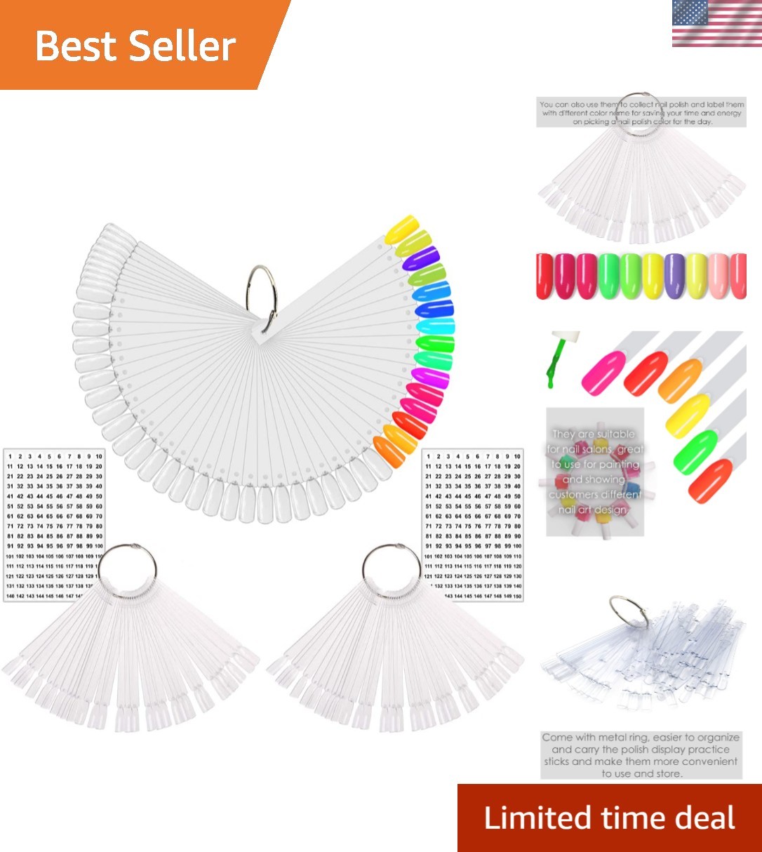 Versatile 150 Nail Art Display Sticks – Durable Acrylic with Glossy Finish