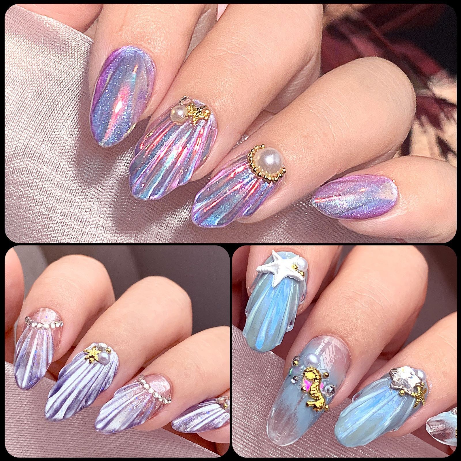 Clear 3D Shell Almond Shape False Nail Tips Small/Medium/Long Sizes Full Cover