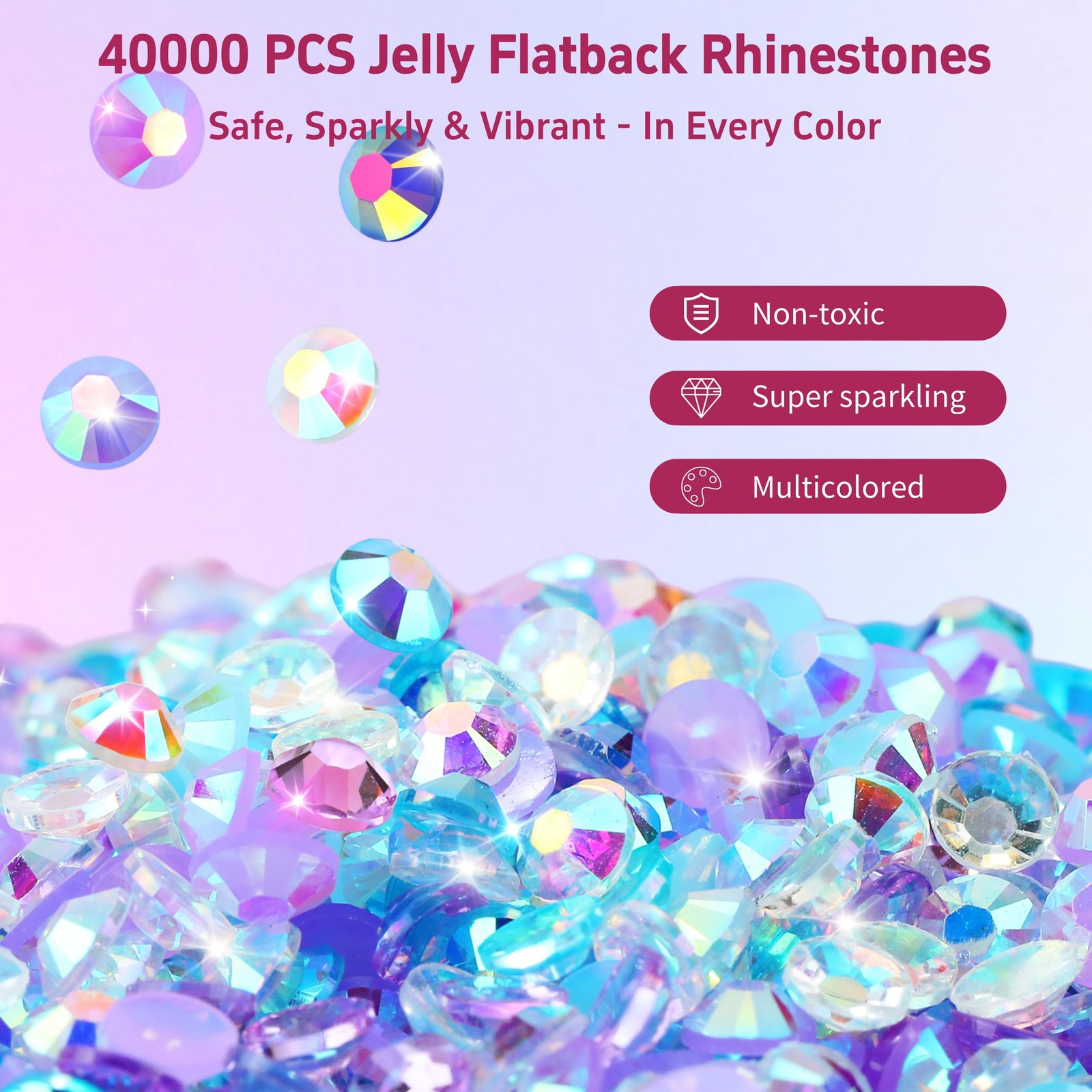 40 Colors Rhinestones Bedazzling Kit, 40000Pcs 3mm Flatback Rhinestones for B…