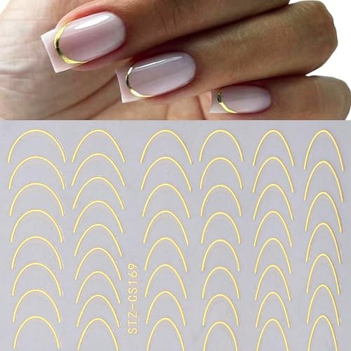 8 Pieces French Tip Line Nail Art Stickers 3D Simple Lines Nail Stickers Black