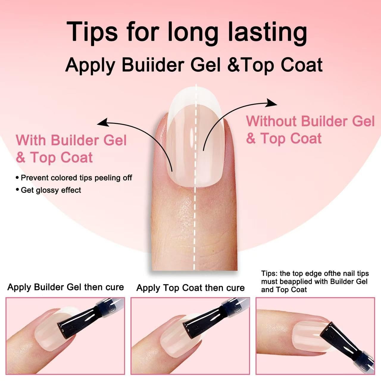 210 Pcs French Gel Nail Tips Short Oval Light Brown Press-on Nail Tips DIY Ma…
