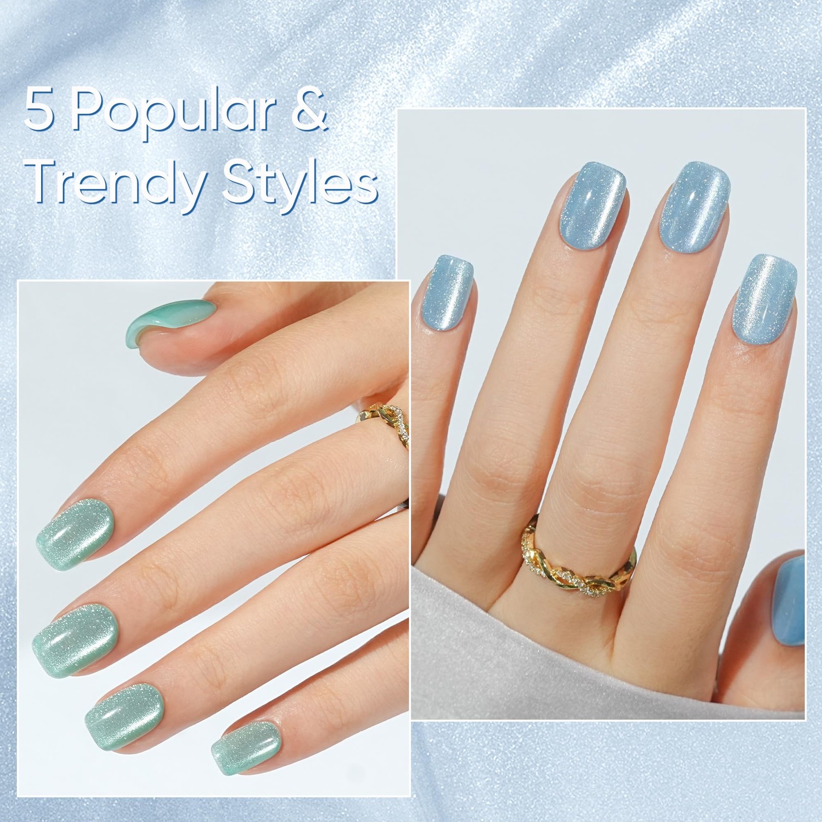 Press on Nails Short 5 Styles, Jofay Fashion 160Pcs Short, A4-Island