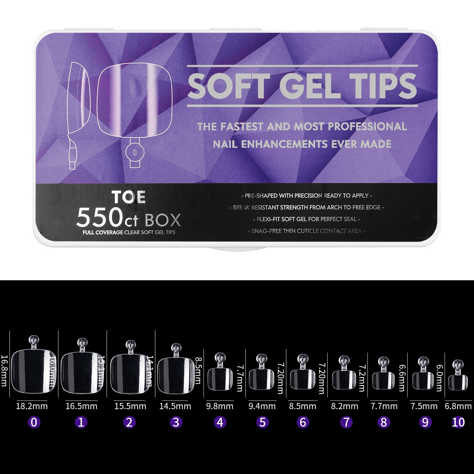 550Pcs/Box Coffin Nail Art Tips Stiletto Almond Ballerina Shape Fake False Nails