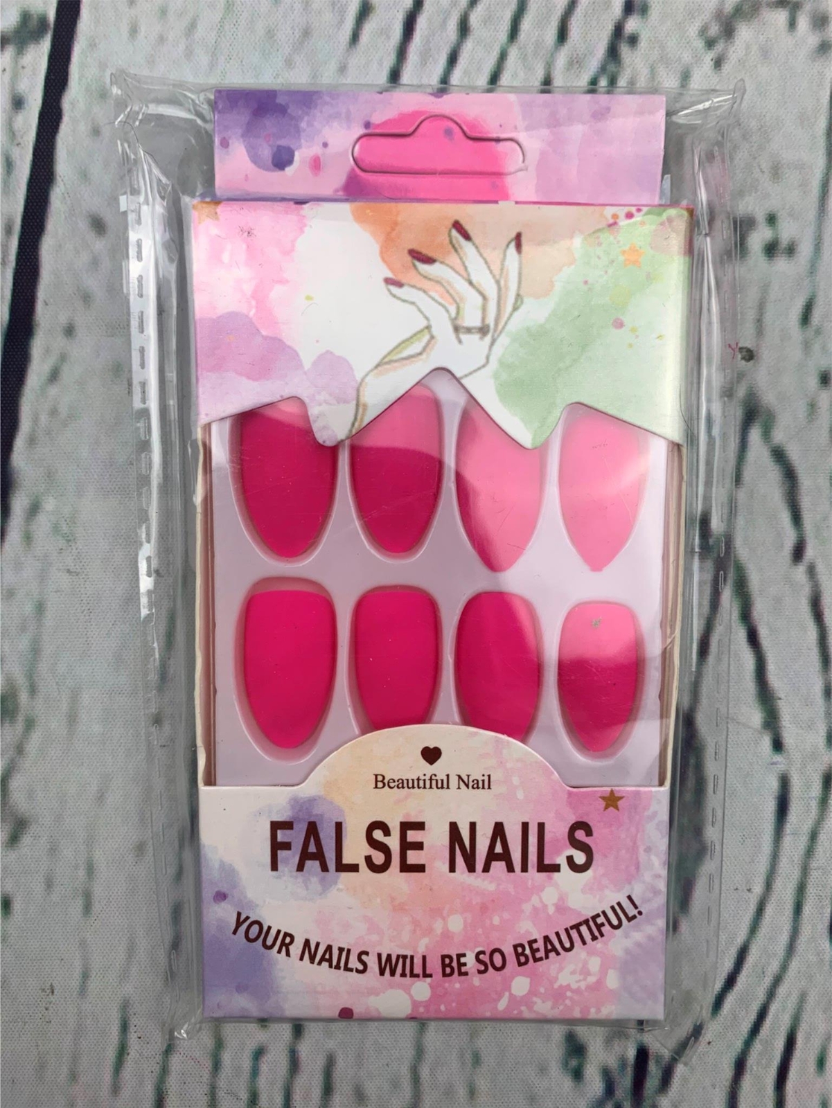 Hot Pink Press On Nails Short Oval Almond Fake Nails Glue on Nails Short