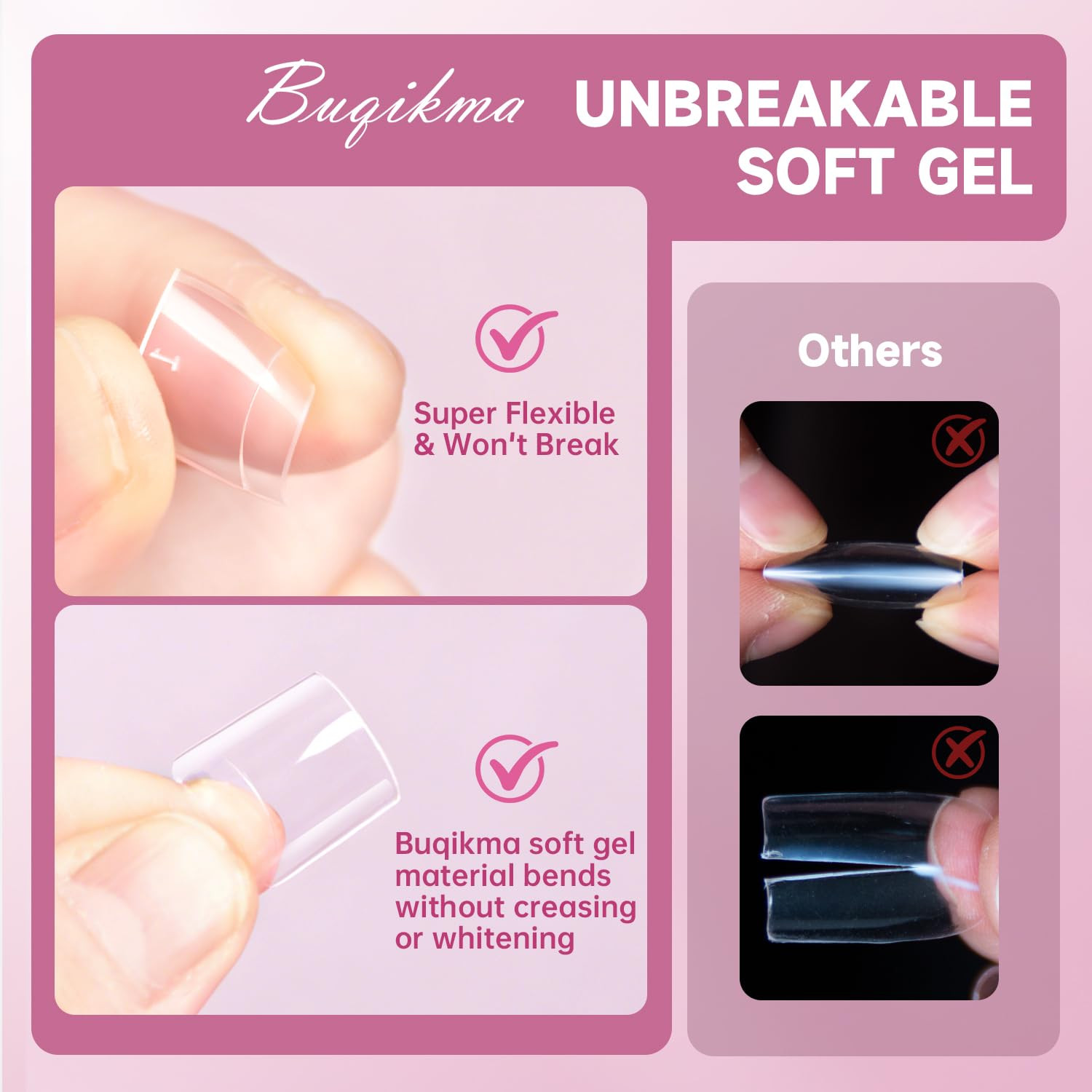 Buqikma 500PCS Short Nail Tips for Acrylic Nails – Clear False Short Artificial