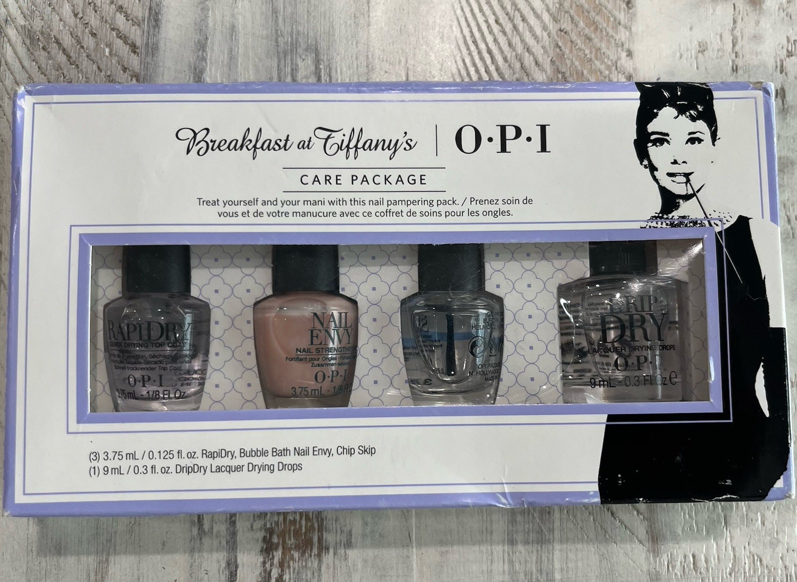 O P I Breakfast at Tiffany’s 4pc Nail Care Package Set – Travel Size Pamper Kit