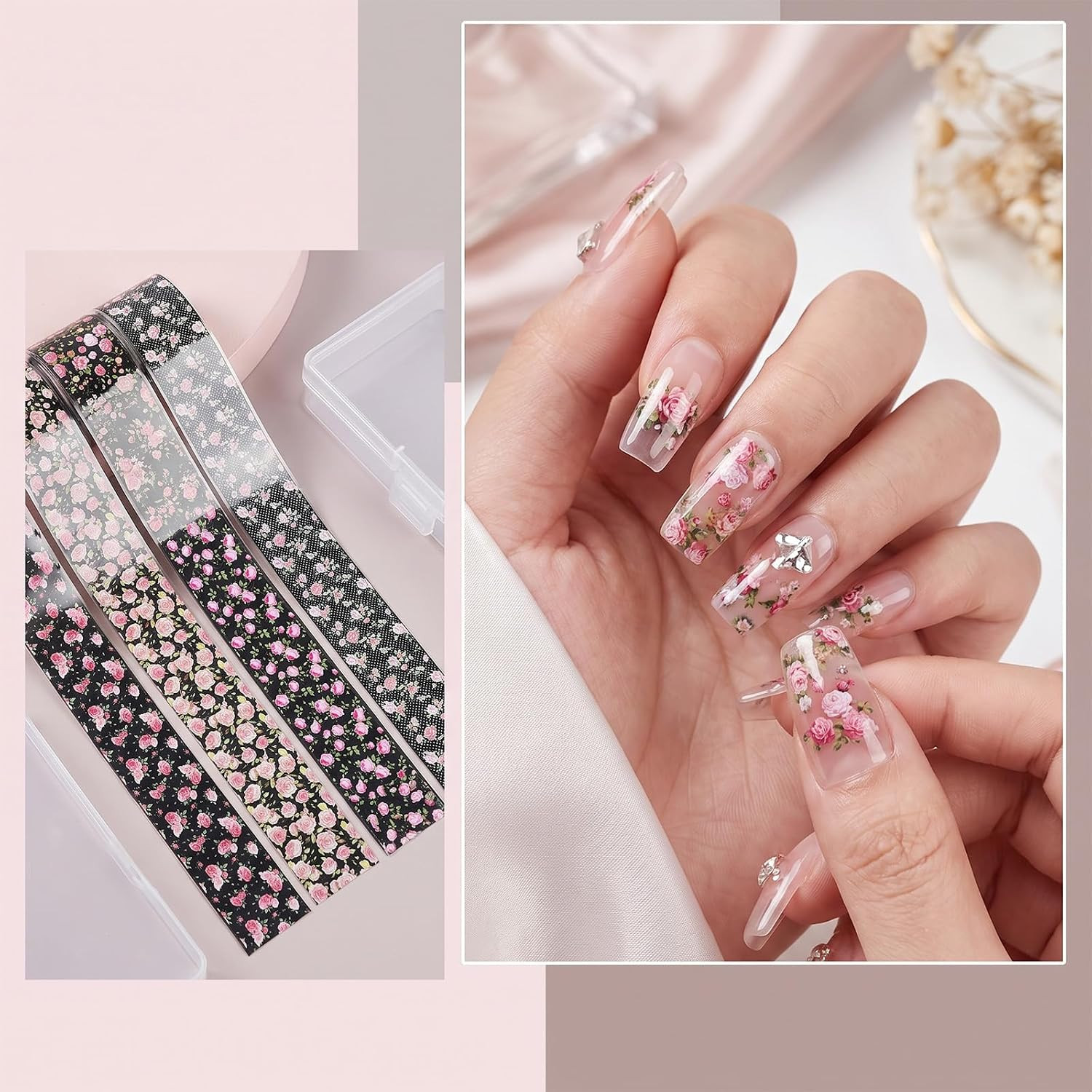 10 Rolls Flower Nail Foil Transfer Sheets Stickers, Nail Art Supplies | Spring F